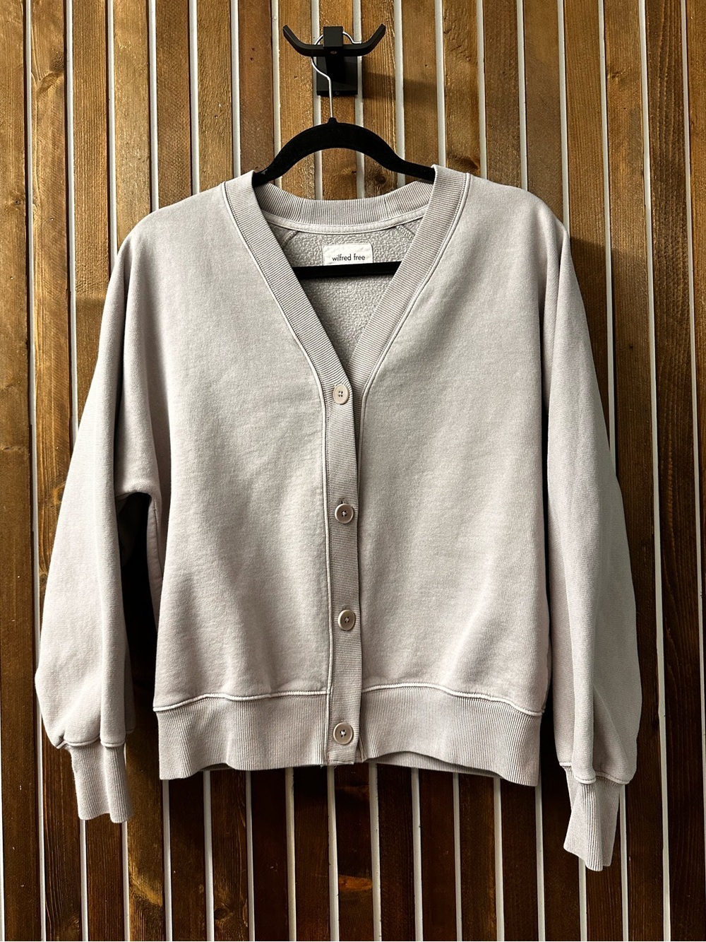 ARITZIA | Wilfred free grey button up boxy cardigan sweatshirt fleece - S